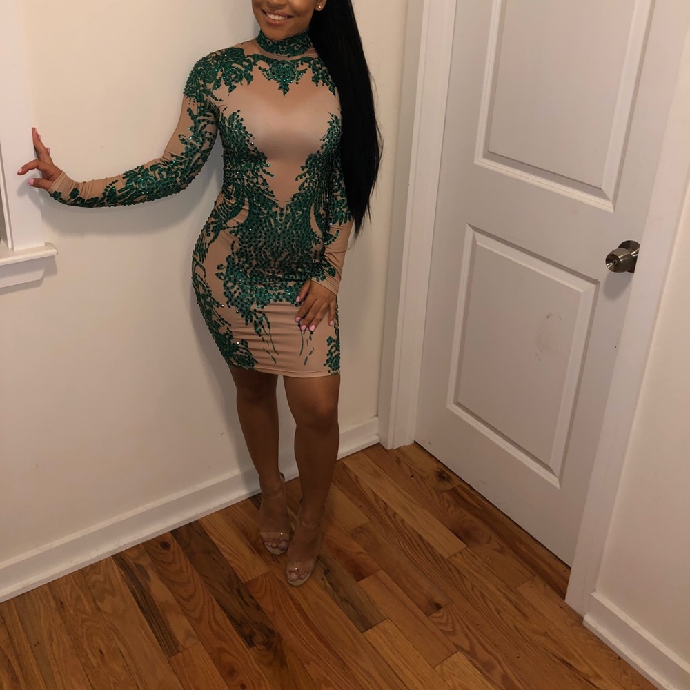 Beautiful nude emerald stone dress